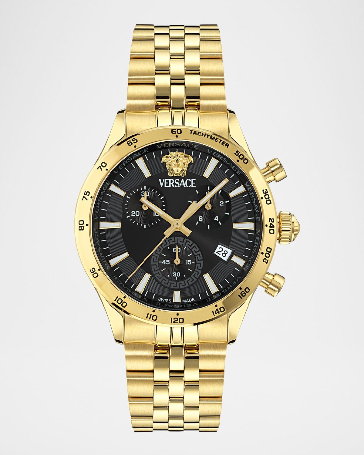 Mens Hellenyium Chrono Petite IP Yellow Gold Bracelet Watch, 40mm Product Image
