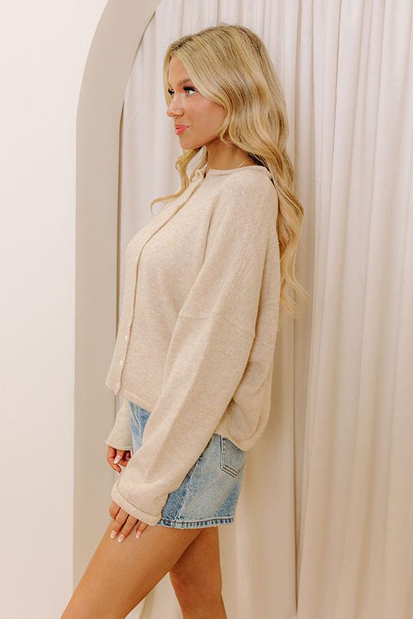 Coffee Shop Cutie Knit Cardigan in Oatmeal Product Image