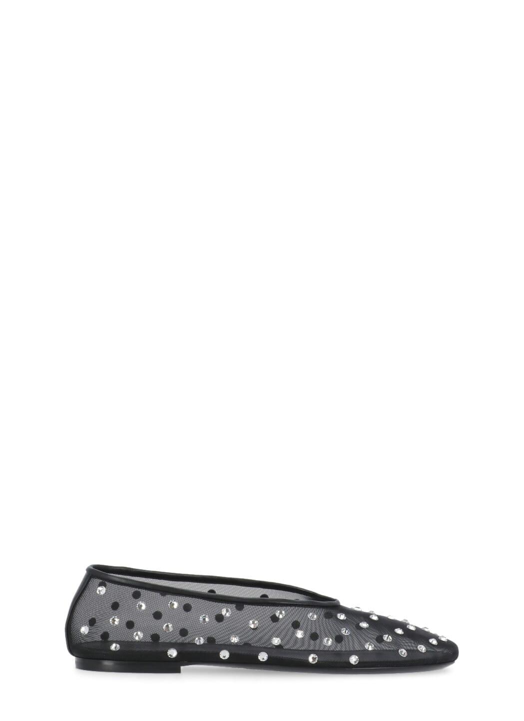 KHAITE Marcy Crystal-embellished Mesh Flats In Black Product Image