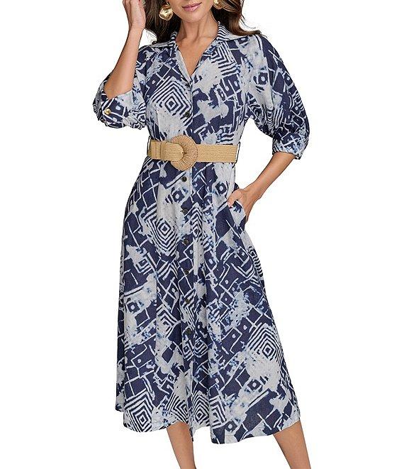 Donna Karan Abstract Print Button Front Shirt Dress Product Image