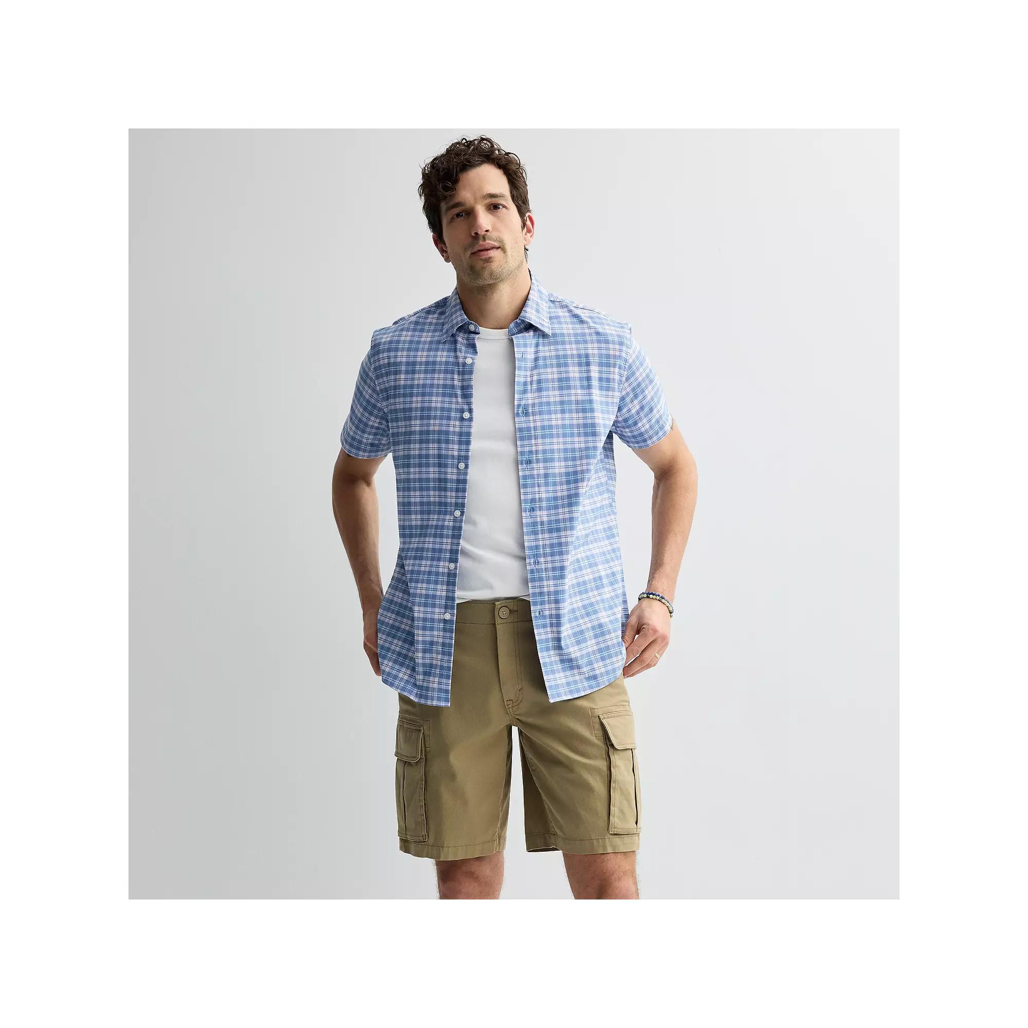 Men's Sonoma Goods For Life® Short Sleeve Performance Shirt, Size: XXL, Prep Plaid Purple Product Image