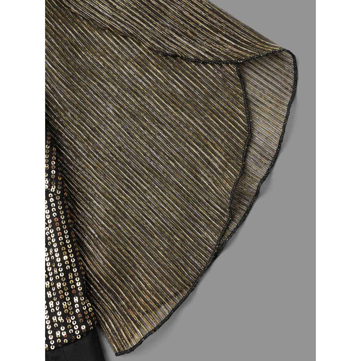 Plus Size Sequin Mesh Petal Sleeve Midi Dress Black Women Cocktail Overlapping Party Curvy Bloomchic 18-20/2X Product Image