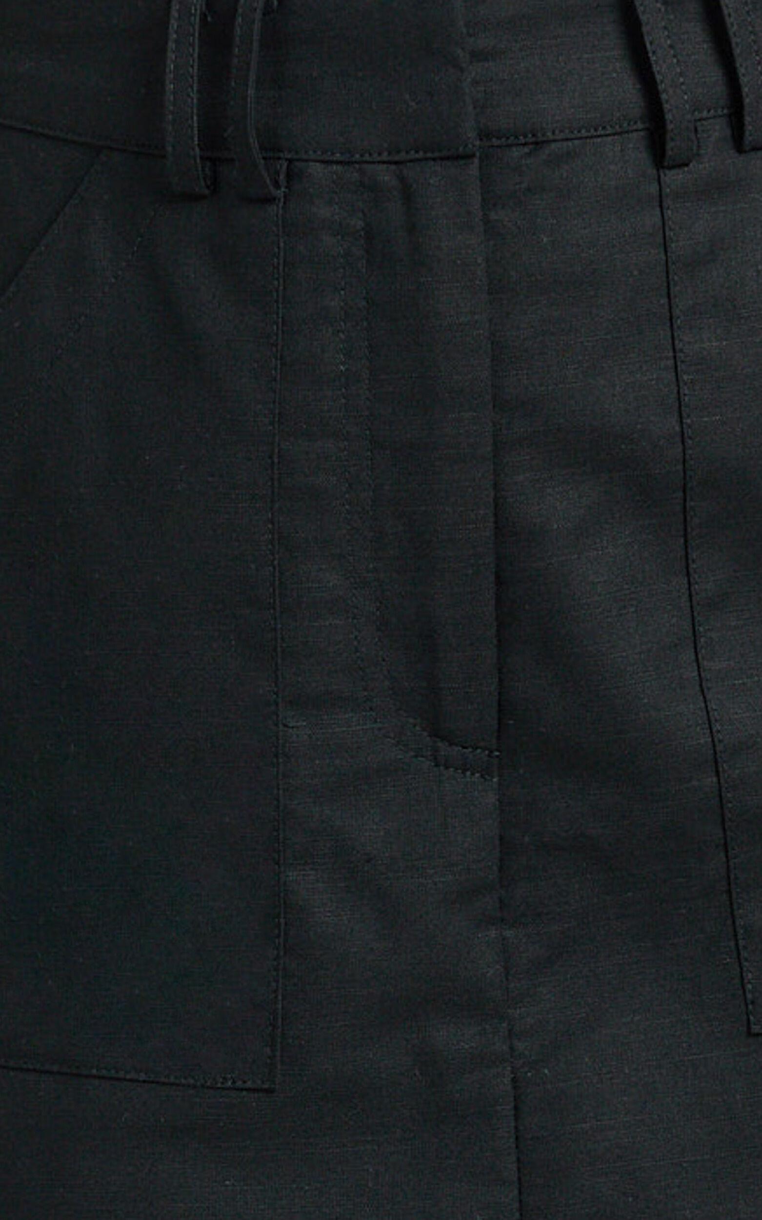 Dream Linen Blend Skort - High Waisted A Line Skort in Black Product Image