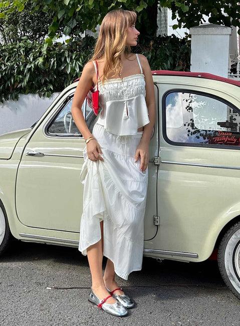 Keira Tiered Maxi Skirt Porcelain Product Image