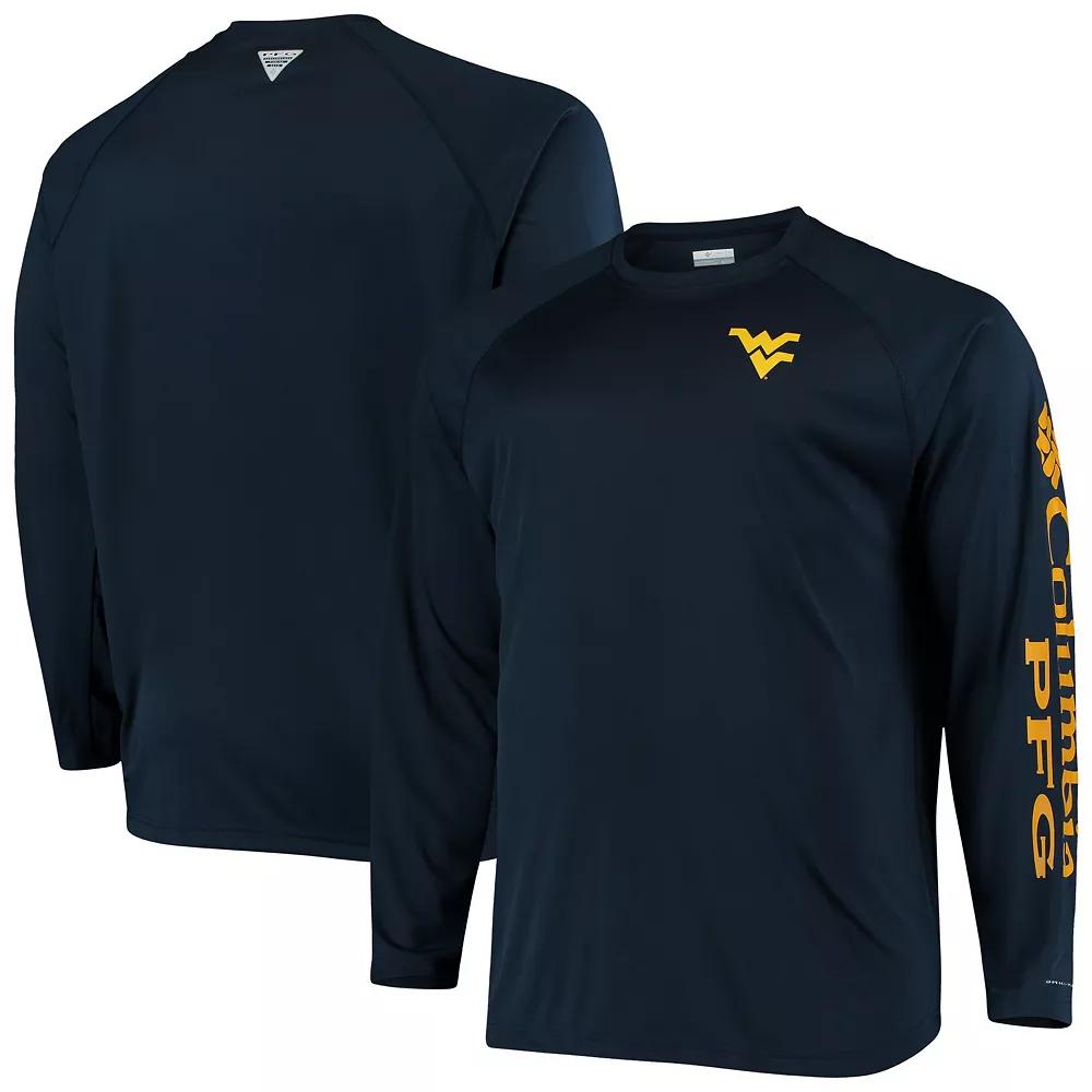 Men's Columbia Navy West Virginia Mountaineers Big & Tall Terminal Tackle Long Sleeve Omni-Shade T-Shirt, Size: XLT, Blue Product Image