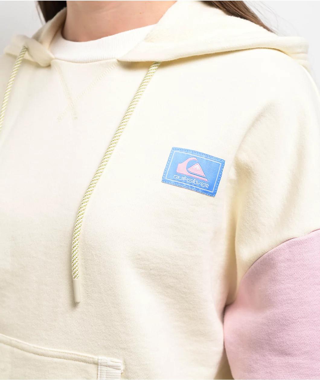 Quiksilver Wave Check Off White French Terry Boxy Hoodie Product Image