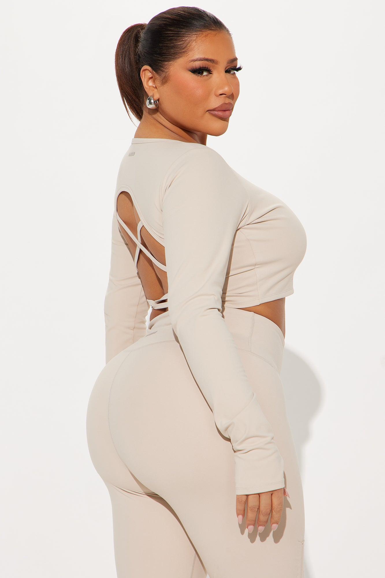 Across Your Core Super Soft Active Top - Light Taupe Product Image