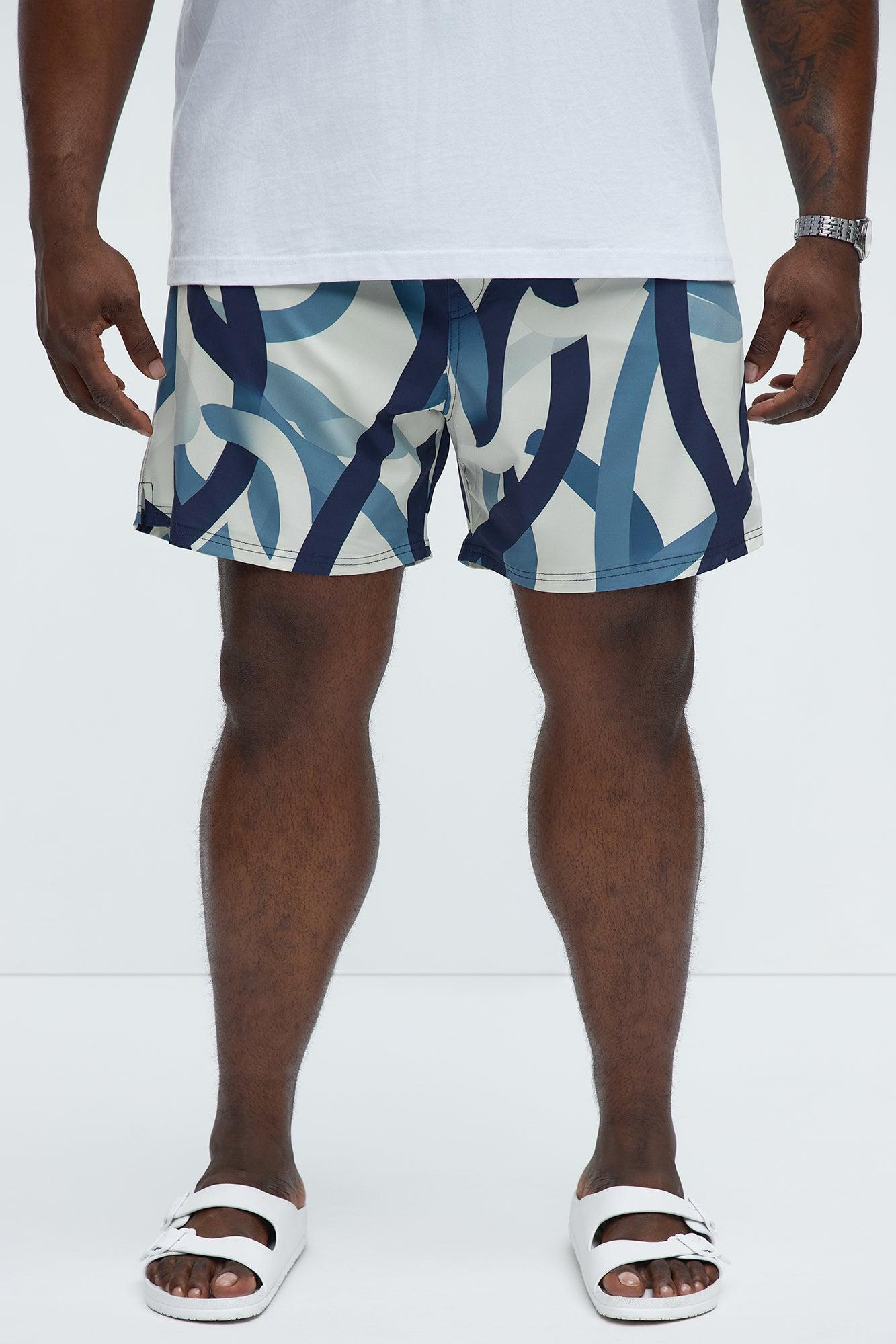 Ibiza Abstract Swim Mid Trunk - Blue/combo Product Image