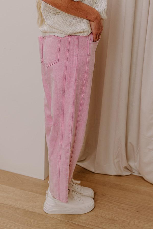 The Cristy High Waist Wide Leg Jean in Pink Product Image