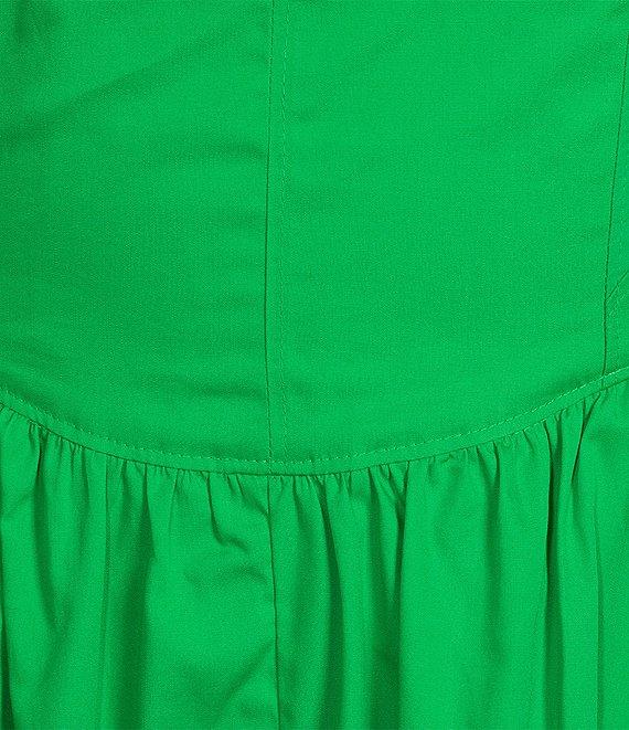 KARL LAGERFELD PARIS Poplin Round Neck Sleeveless A-Line Midi Dress Product Image