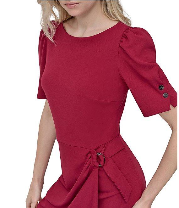 DKNY by Donna Karan Short Sleeve Faux Wrap Suba Crepe Dress Product Image