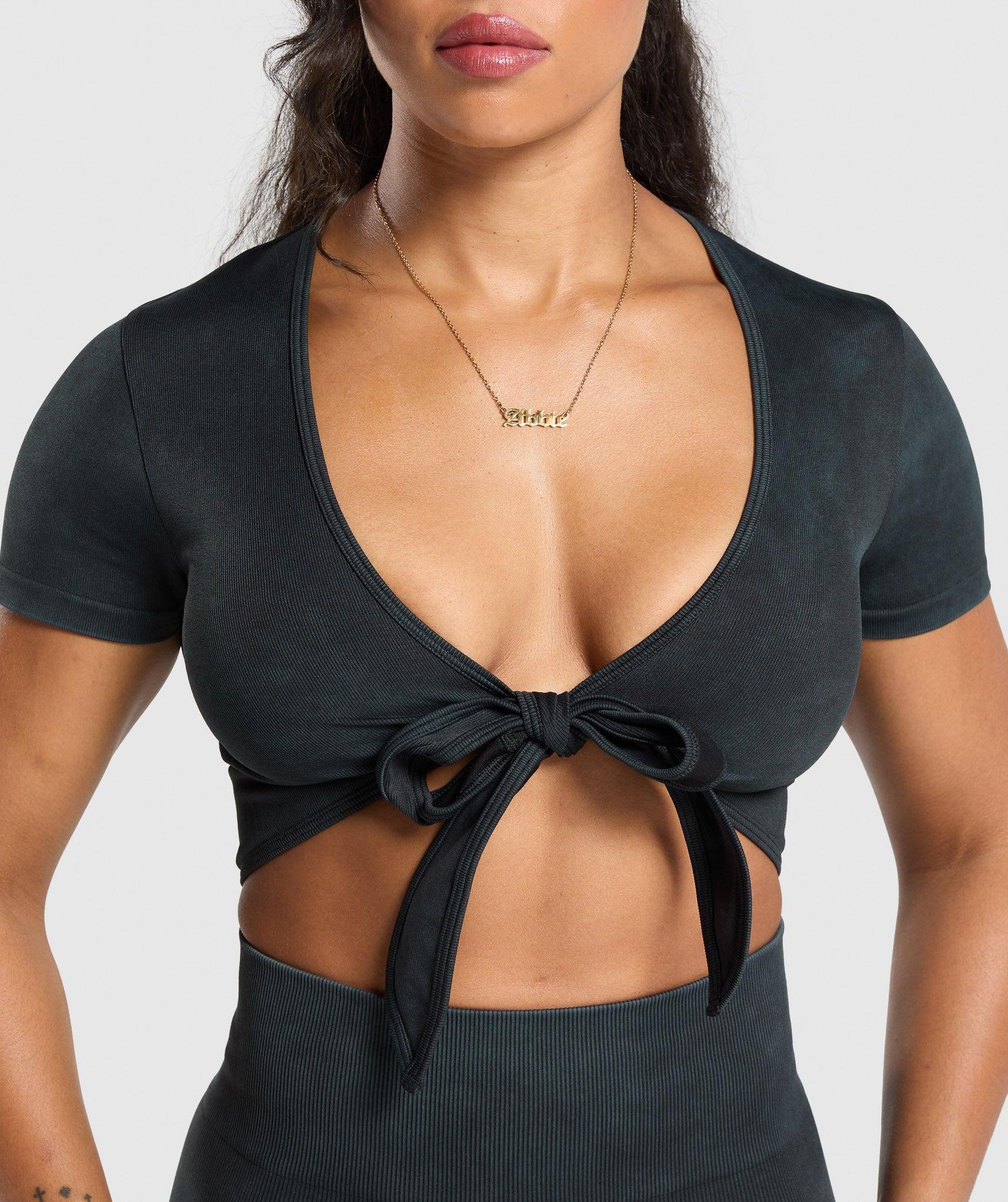 Gymshark Gains Seamless Crop Top - Black Female Product Image