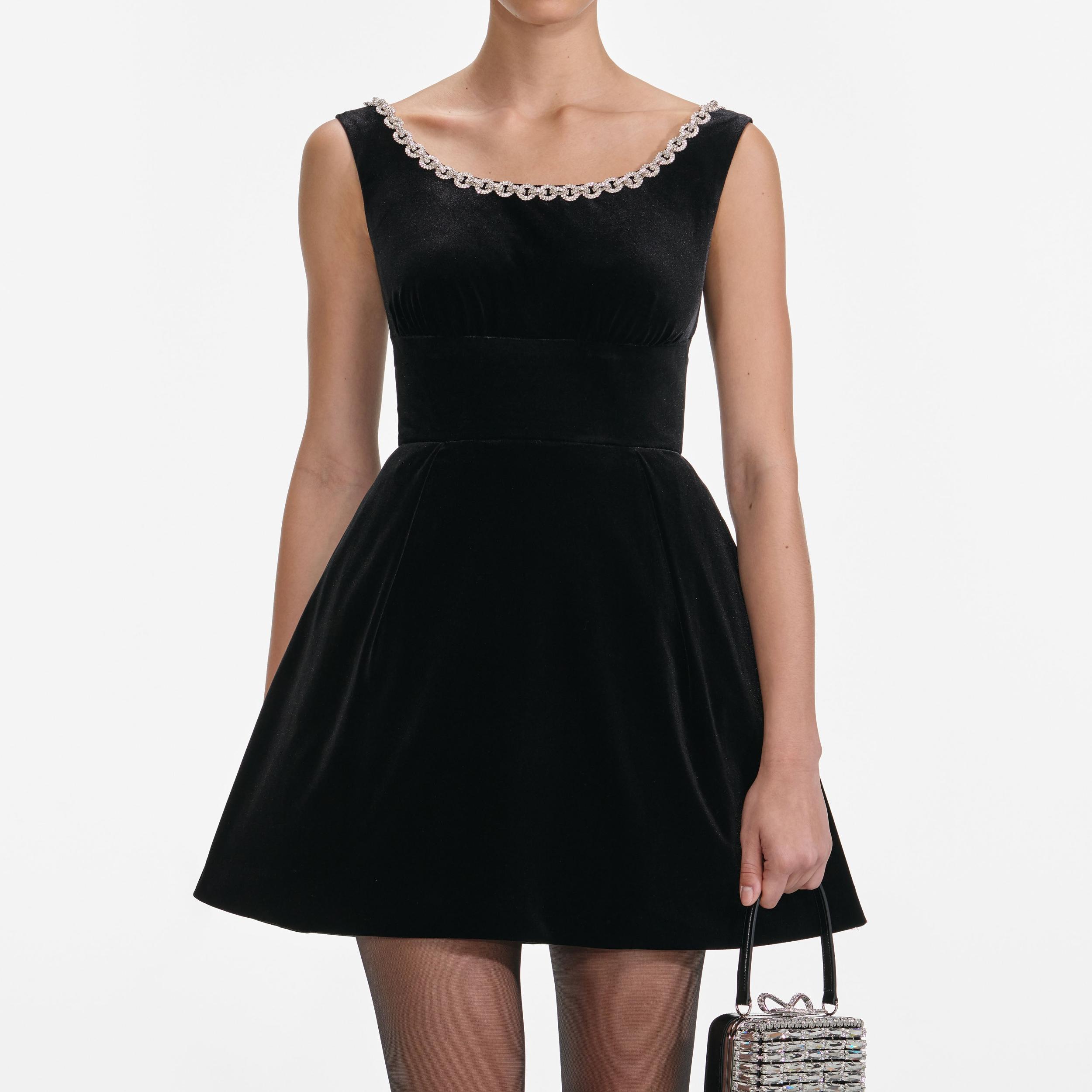 Black Velvet Mini Dress Product Image