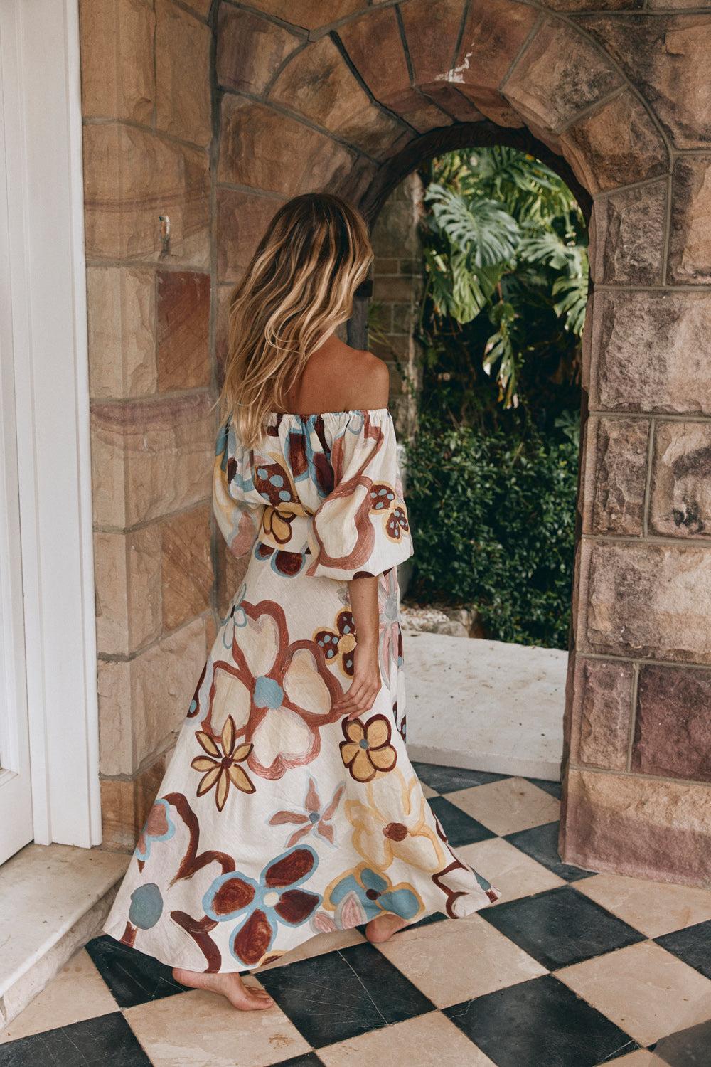 Zoé Linen Maxi Skirt Flower Product Image