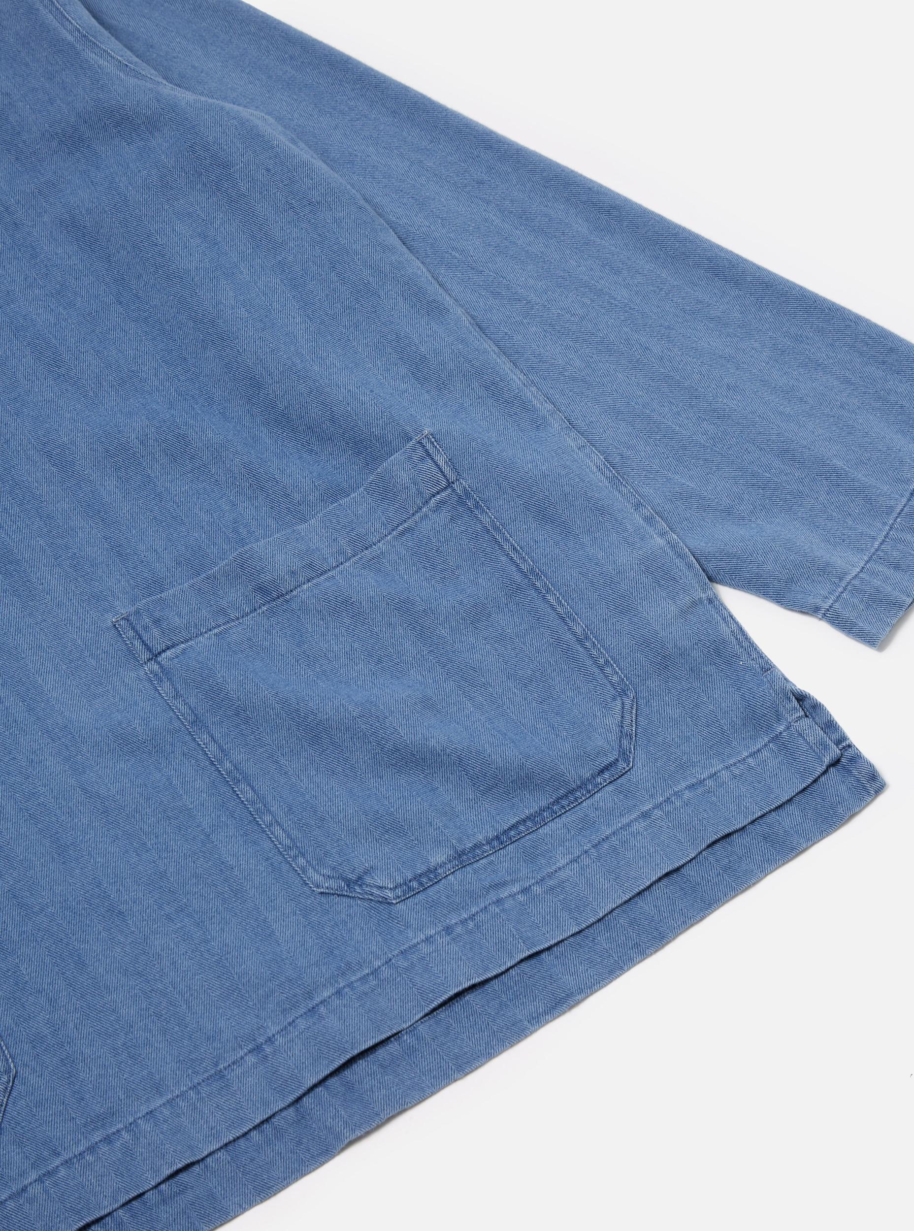Washed Indigo Herringbone Denim  Smock Overshirt Product Image