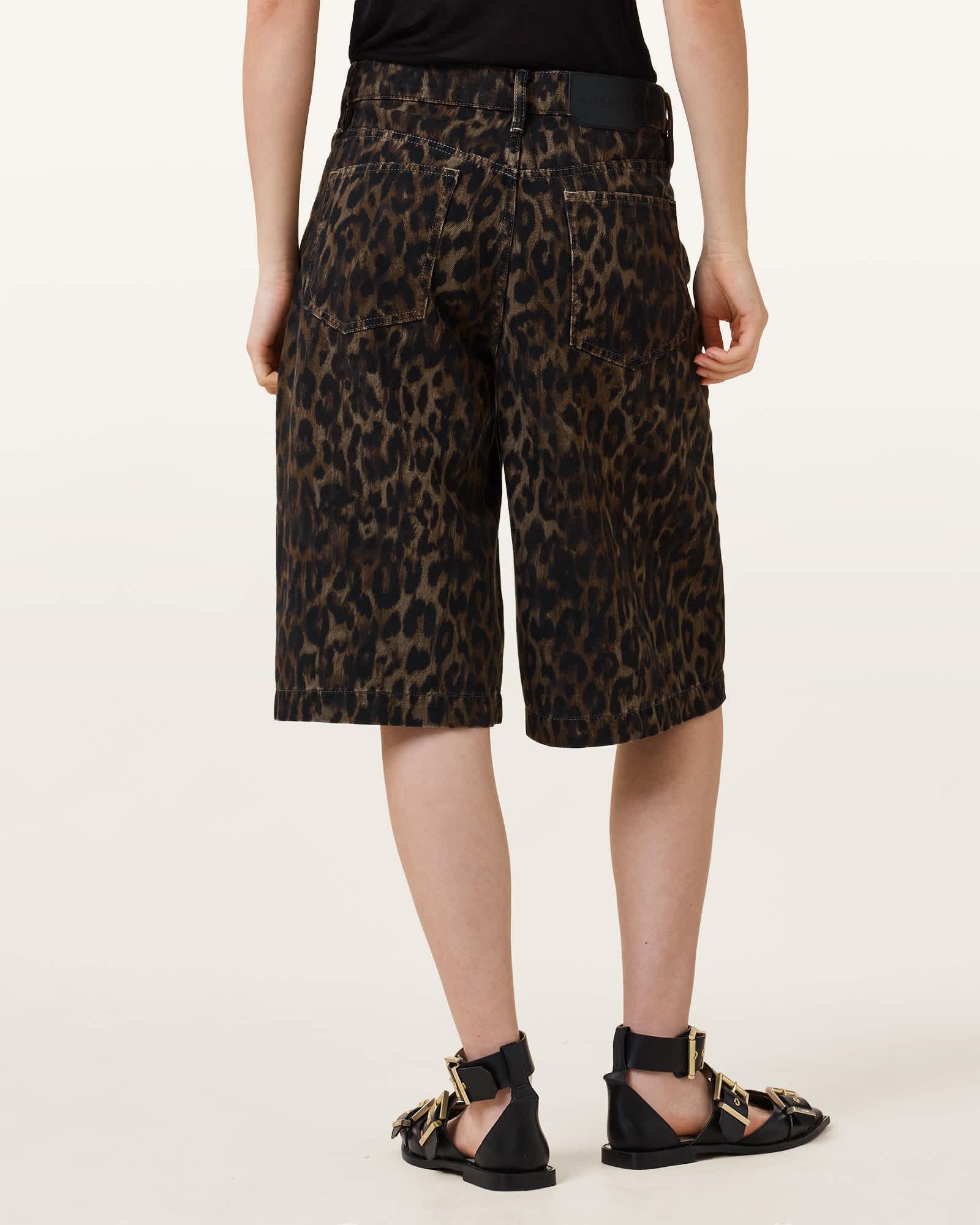 Louie Leopard Print Long Shorts Product Image