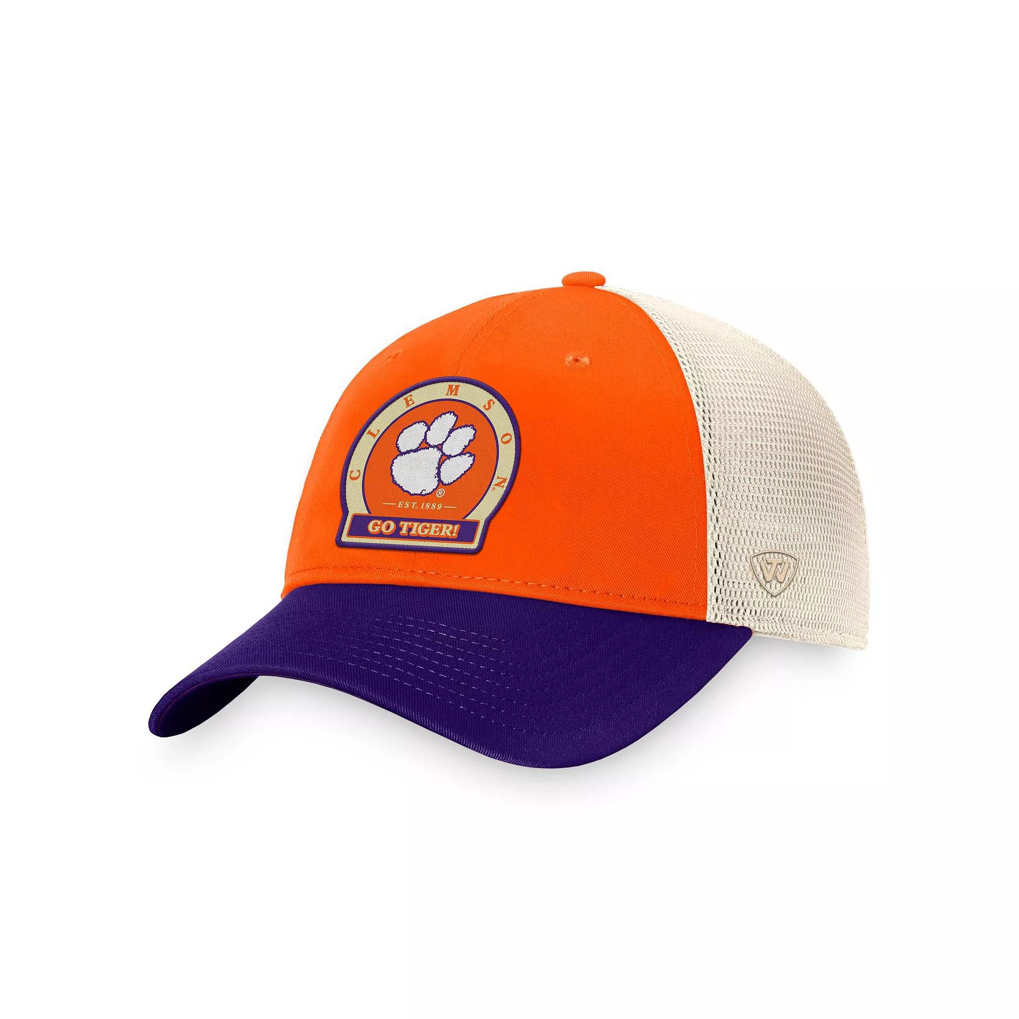 Men's Top of the World Orange Clemson Tigers Refined Trucker Adjustable Hat Product Image