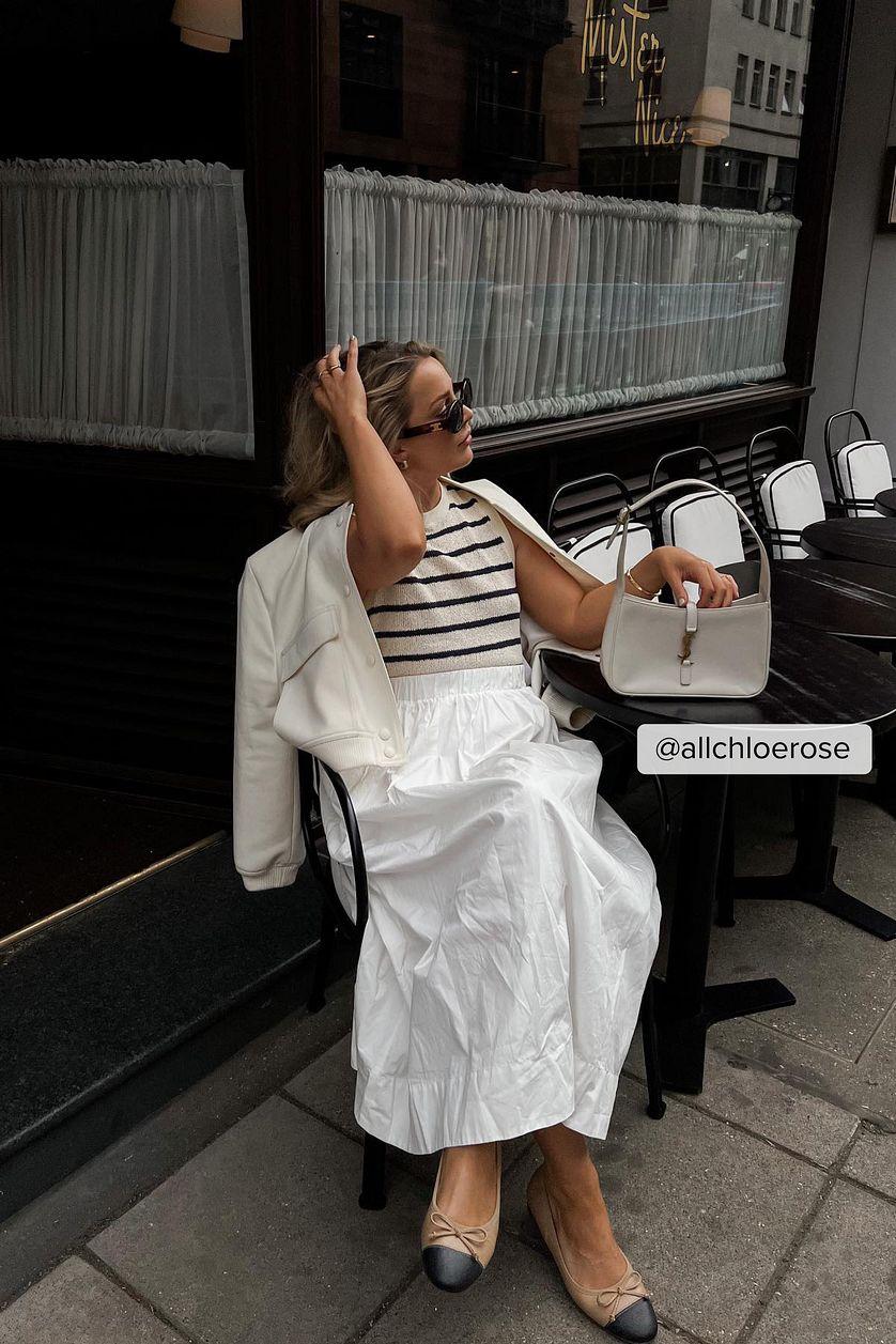 Elastic Waist Cotton Midi Skirt Product Image