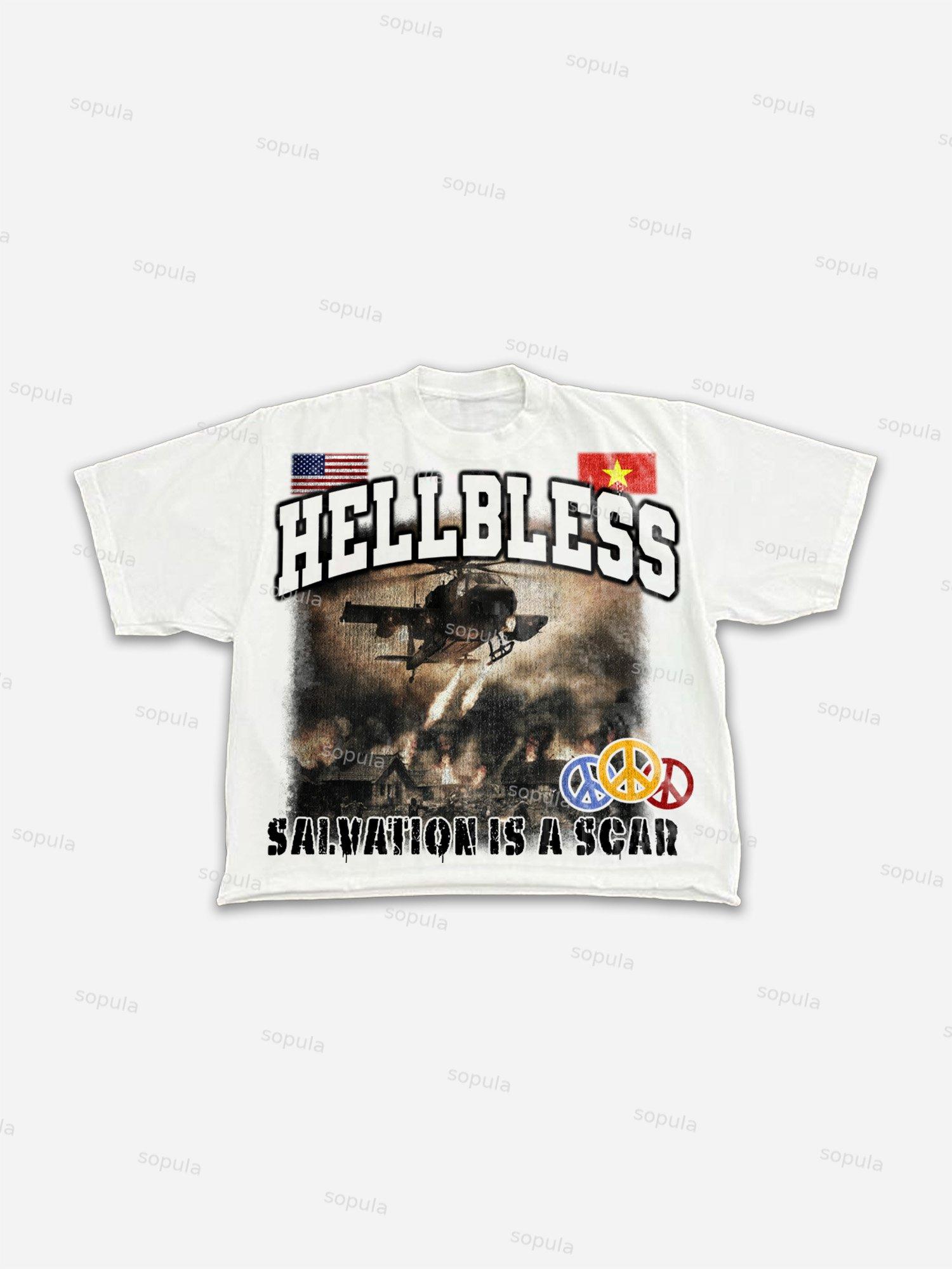 Hellbless Aged Vintage Warzone Graphic Cropped T-shirt Product Image