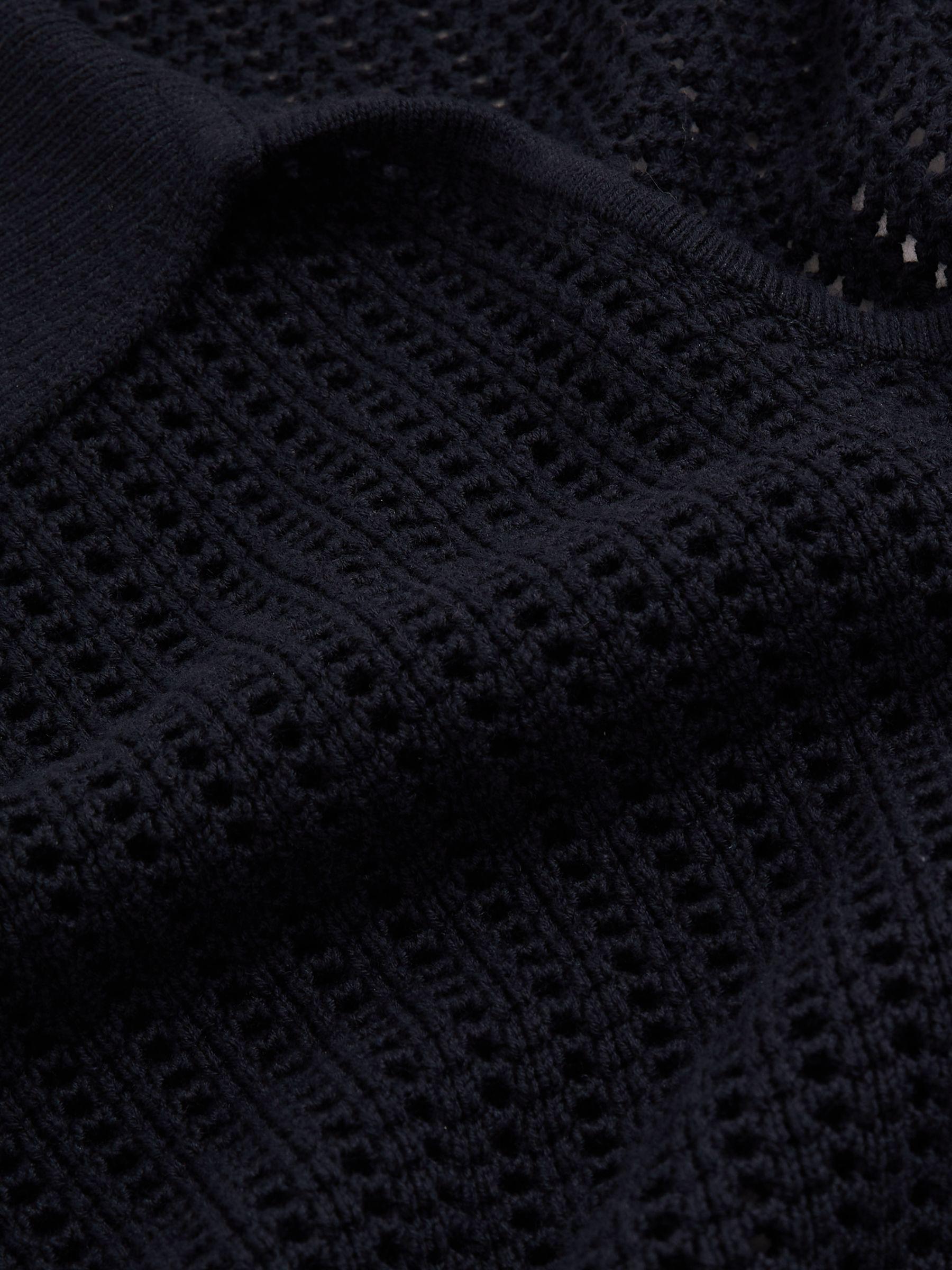 Cotton Blend Open Collar Jumper in Navy Product Image