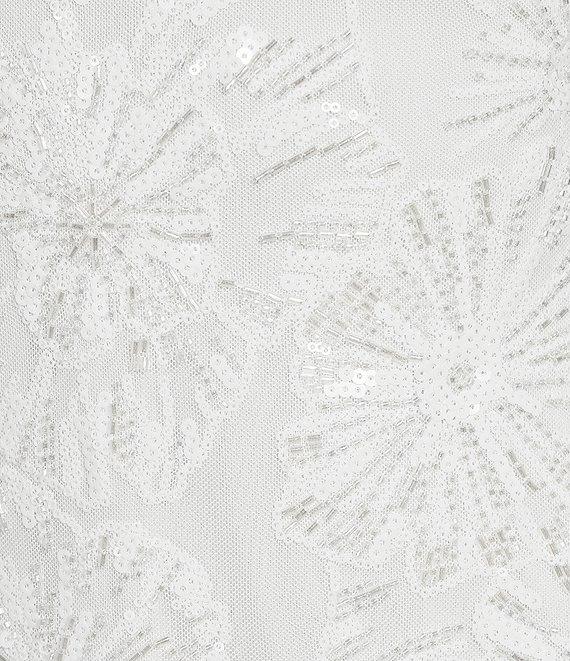 Midnight Doll Sequin Beaded Floral Patterned Mesh Rhinestone Strap Mini Dress Product Image