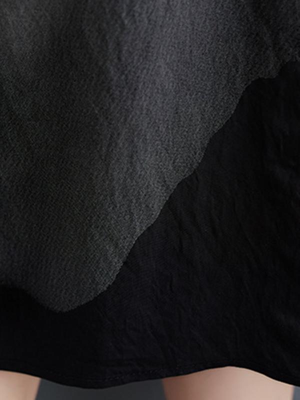 Half Sleeves Loose Printed Lapel Midi Dresses Product Image