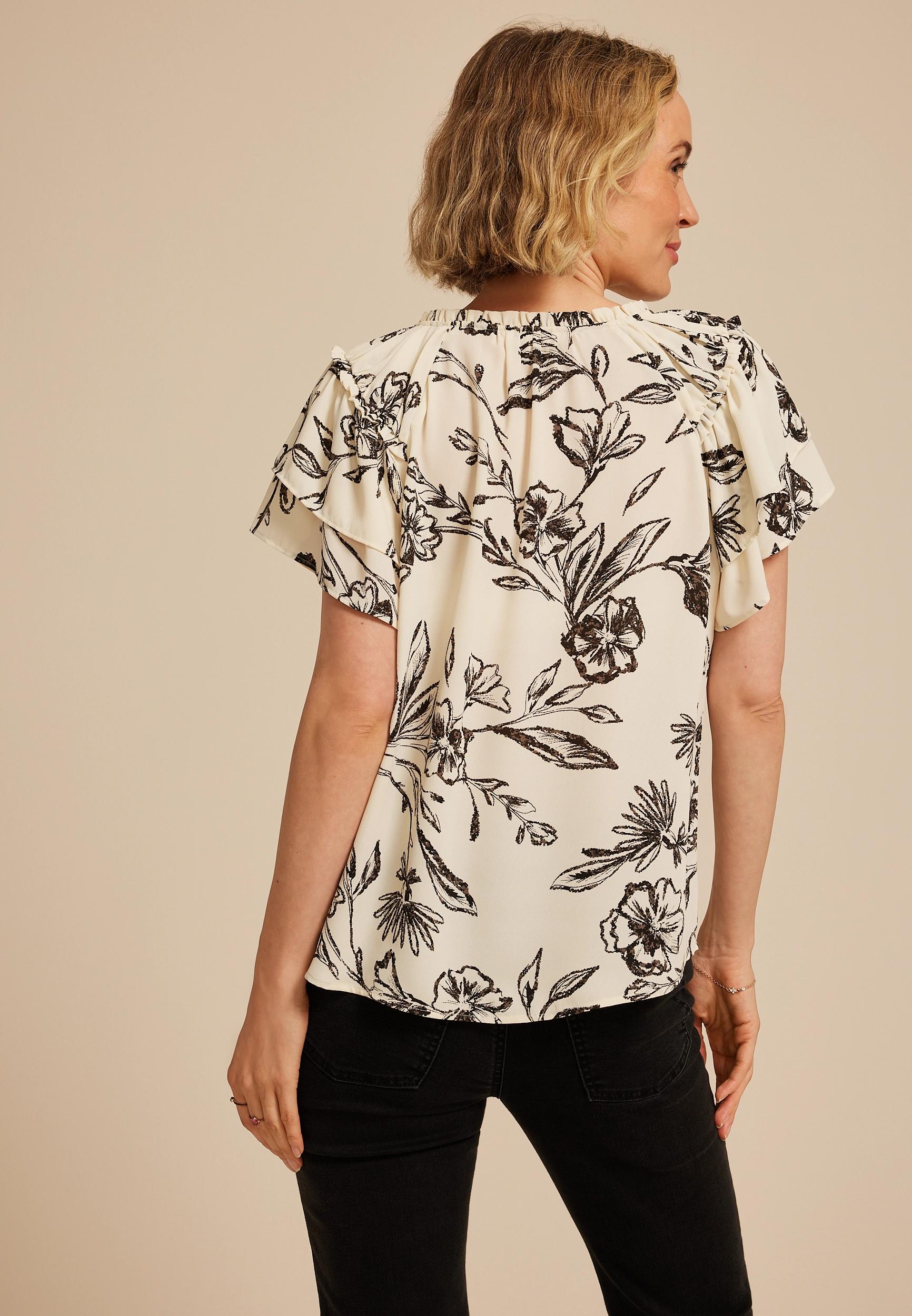 Floral Tiered Short Sleeve Blouse Product Image