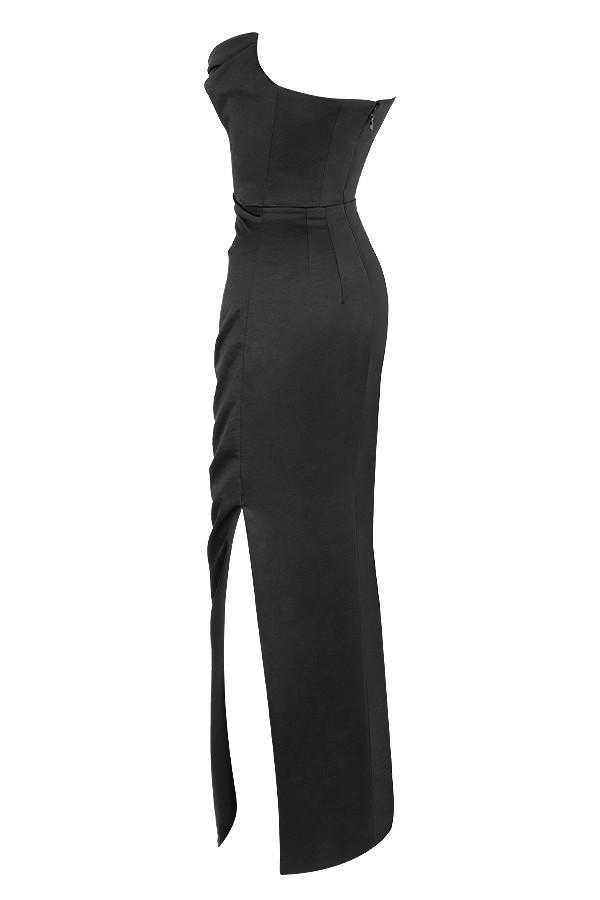 Adrienne  black satin strapless corset maxi Product Image