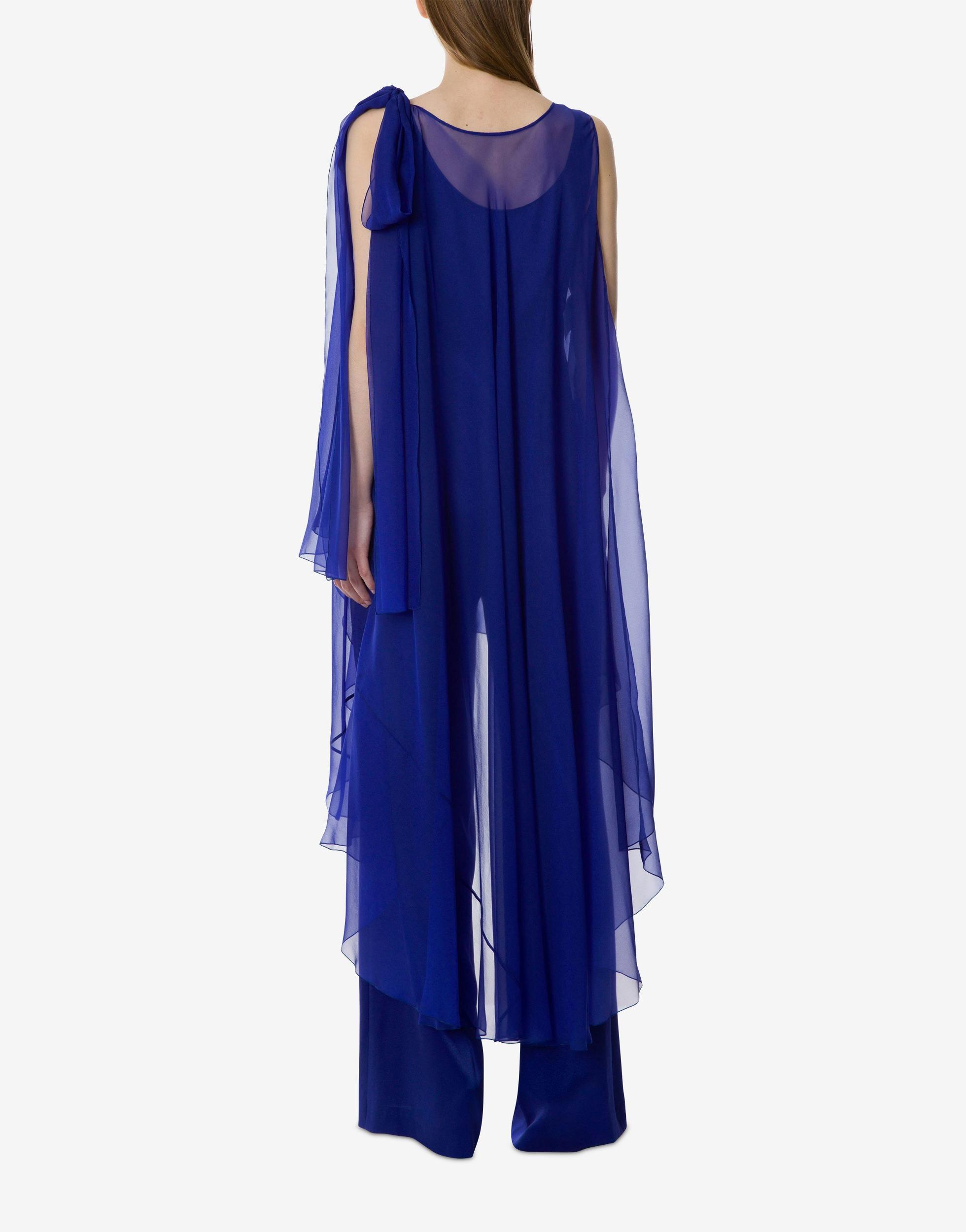 Satin jumpsuit with chiffon cape Product Image