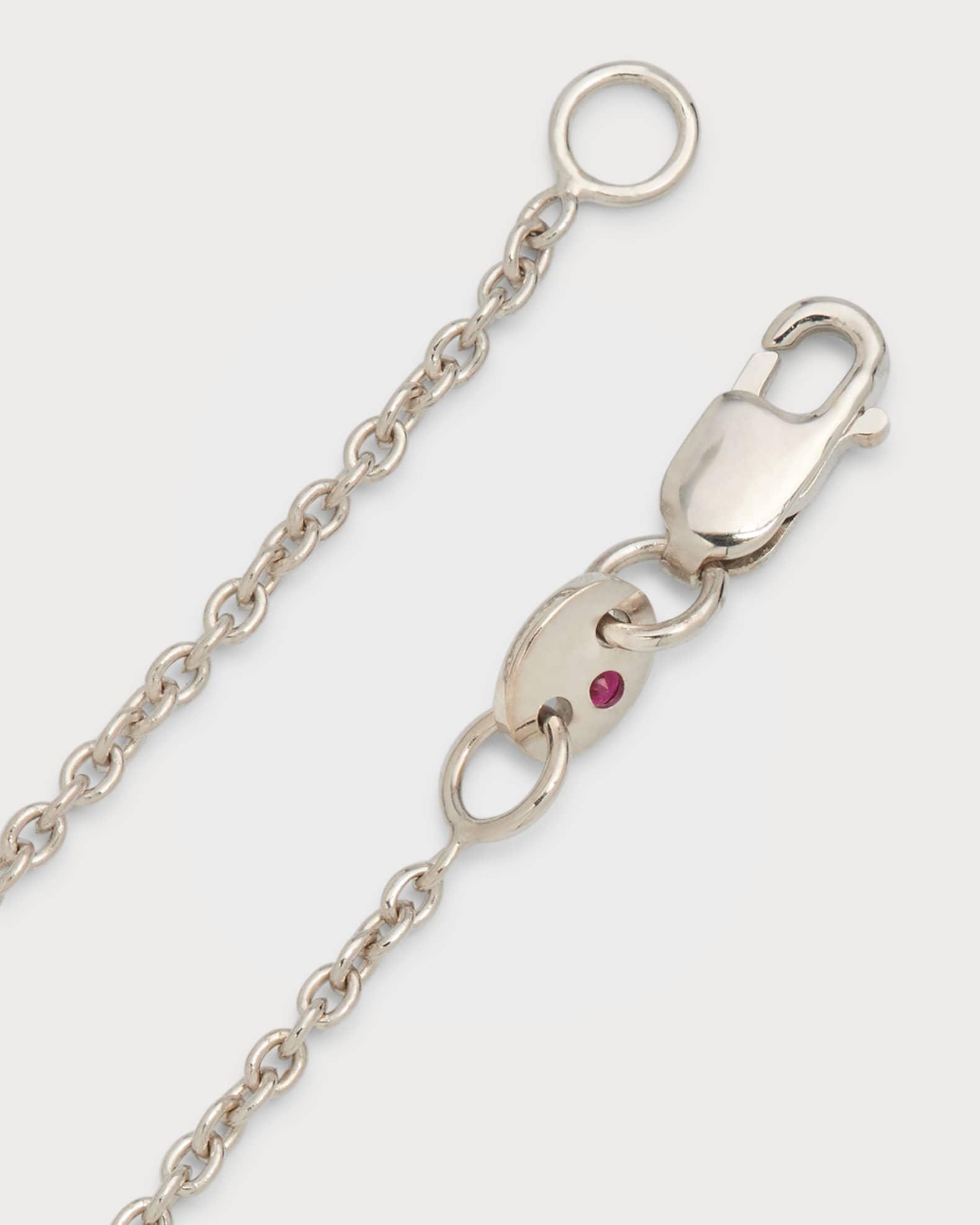 18K White Gold Blue Sapphire Big Single Station Necklace Product Image