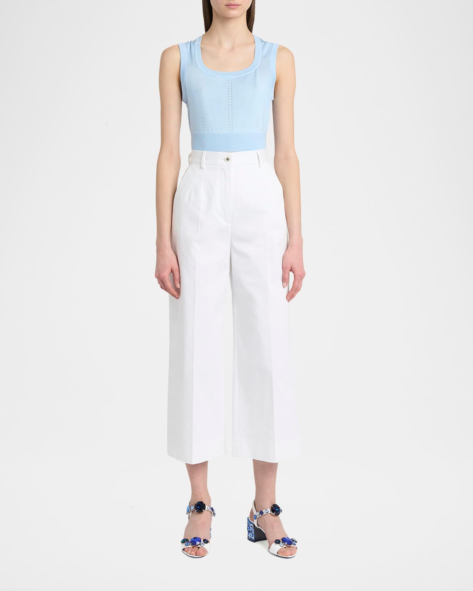 High-Rise Cotton Gabardine Wide-Leg Crop Pants Product Image