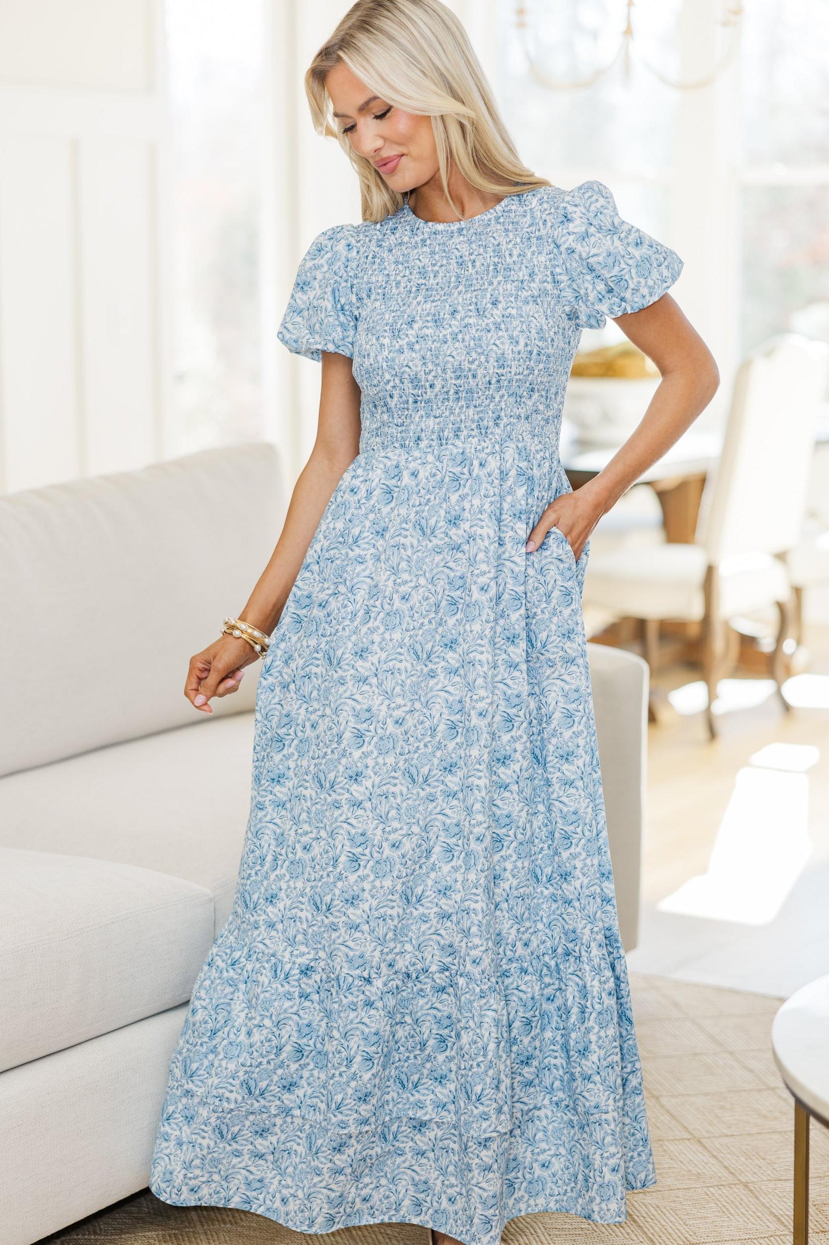 NURSING COLLECTION: Make The Right Choice Blue Floral Maxi Dress Female Product Image
