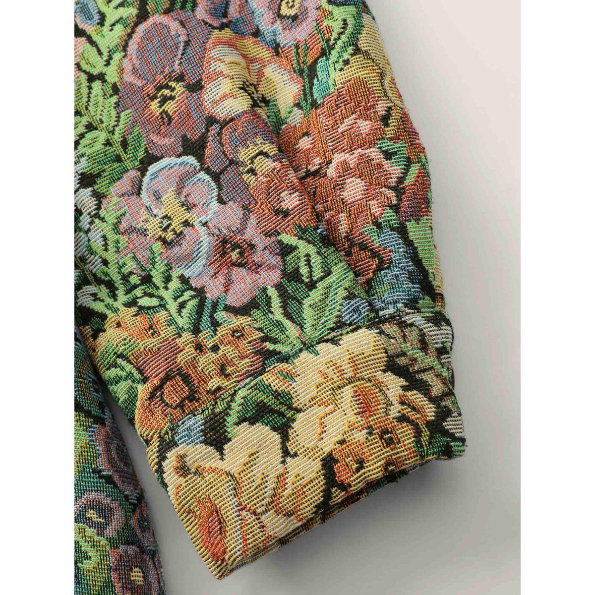 Plus Size Floral Textured Lined Pockets Coat Women Multicolor Timeless Texture Loose Ladies Elegant Winter Coats BloomChic 22-24/3X Product Image