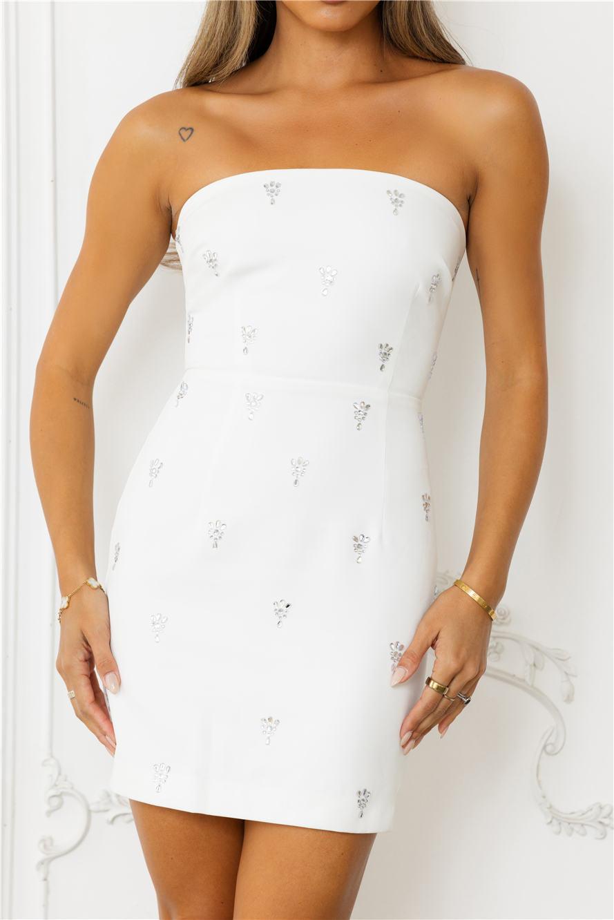 Glimmer Glow Strapless Mini Dress White Product Image