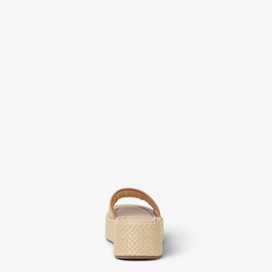Fendi SunshineBeige raffia Flatform Slides Product Image