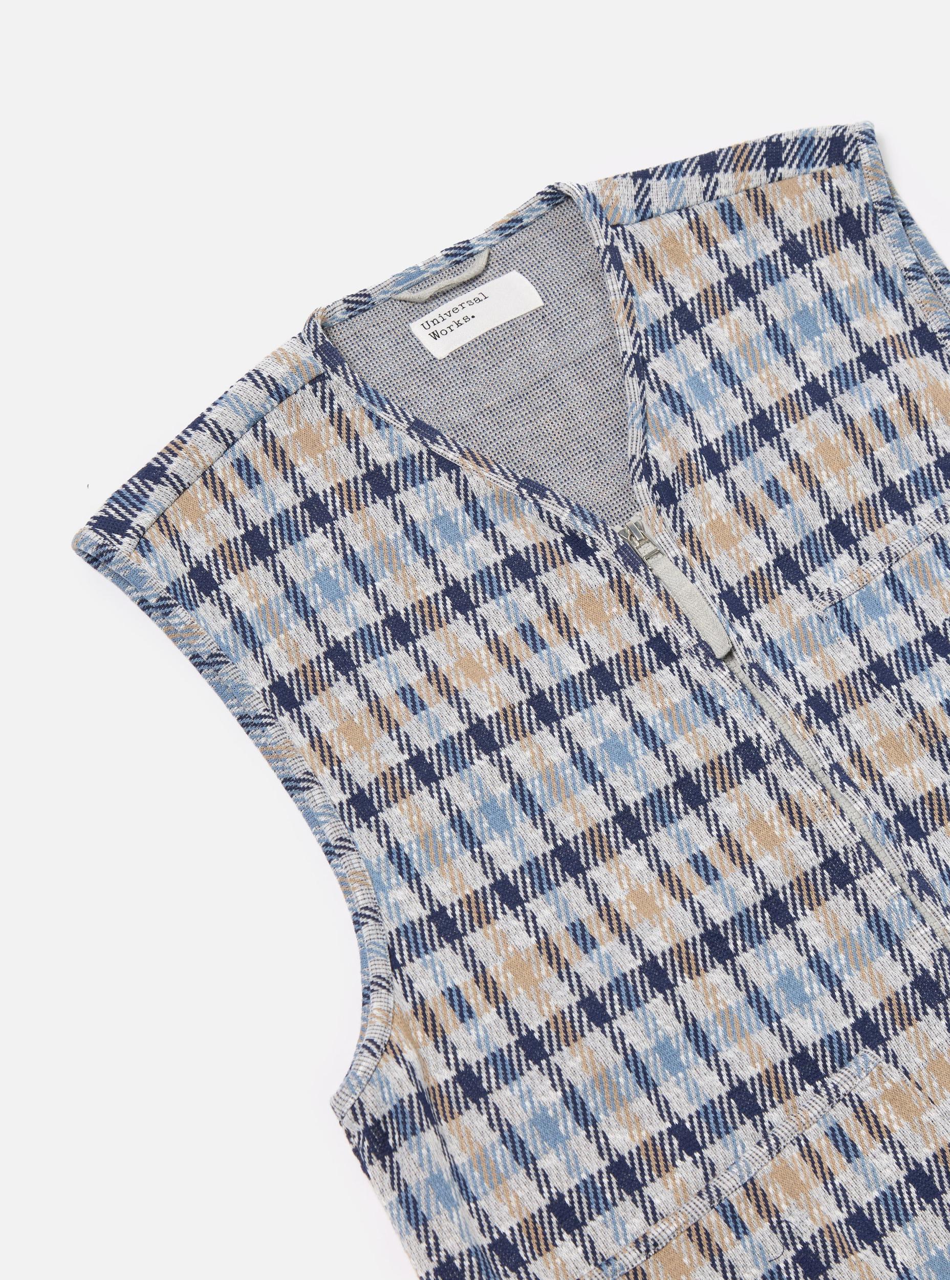 Brown/Blue Summer Check Zip Gilet Product Image