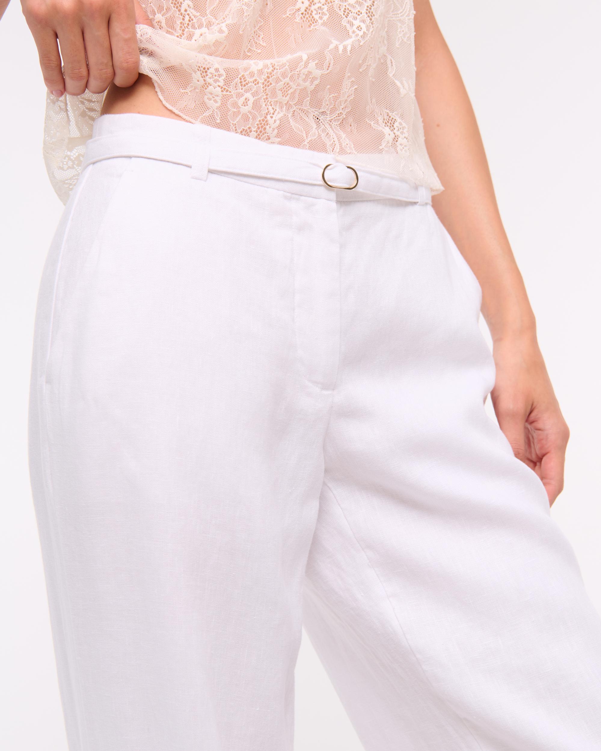 Premium Linen Belted Wide Leg Pant Product Image