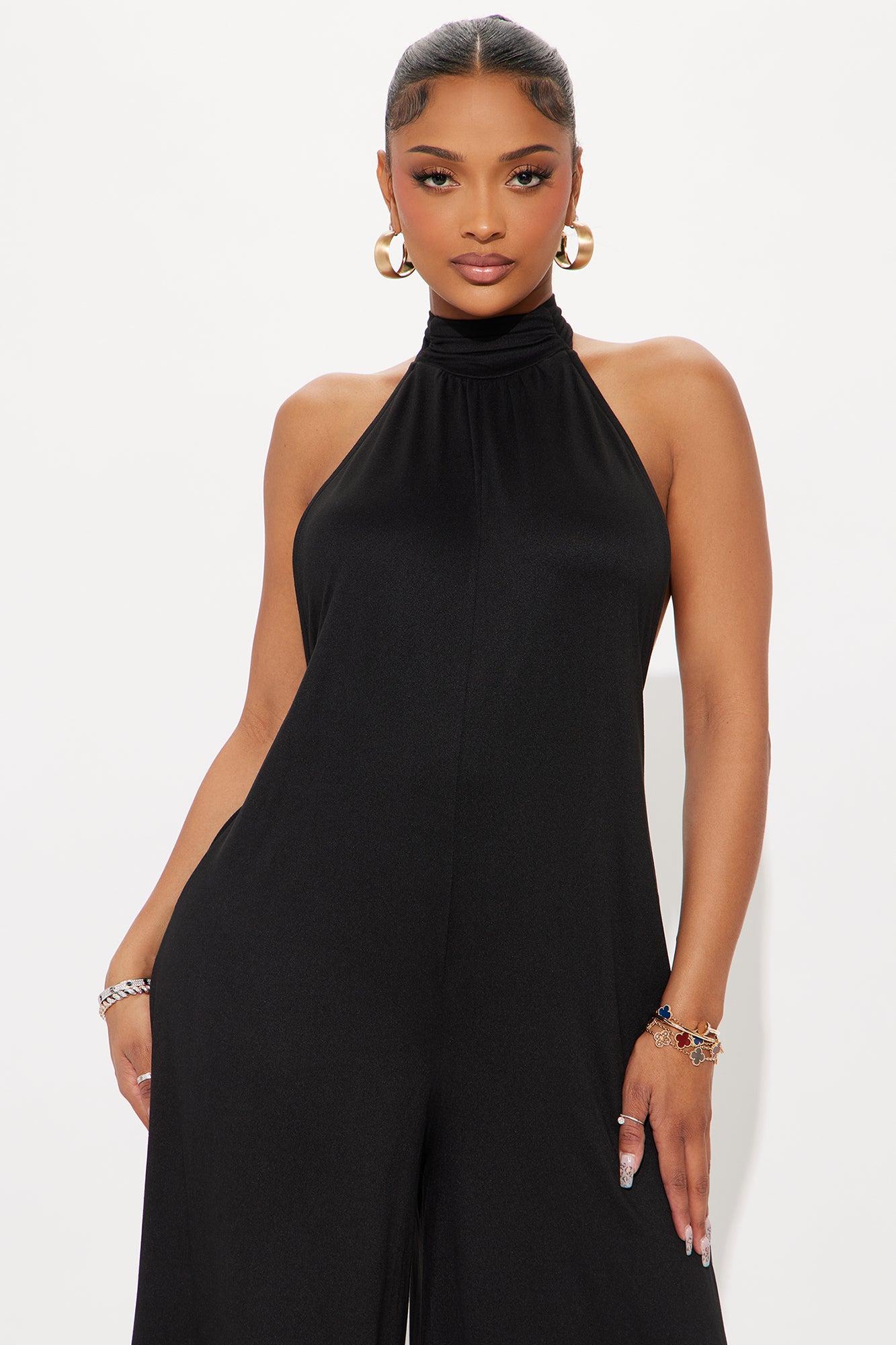 True Blossom Backless Jumpsuit - Black Product Image