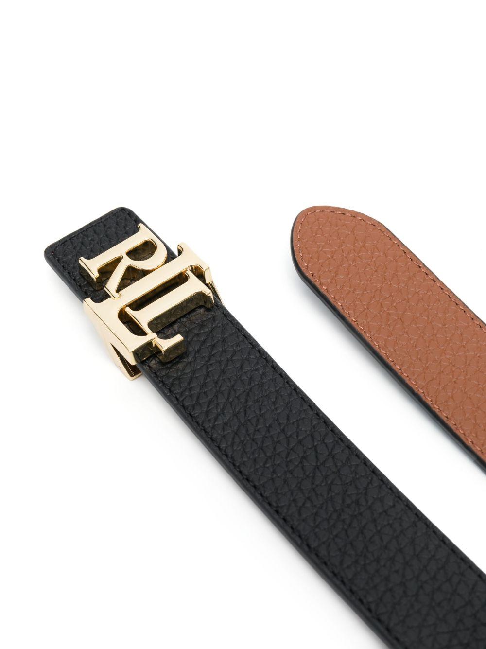 logo-buckle reversible leather belt  Product Image