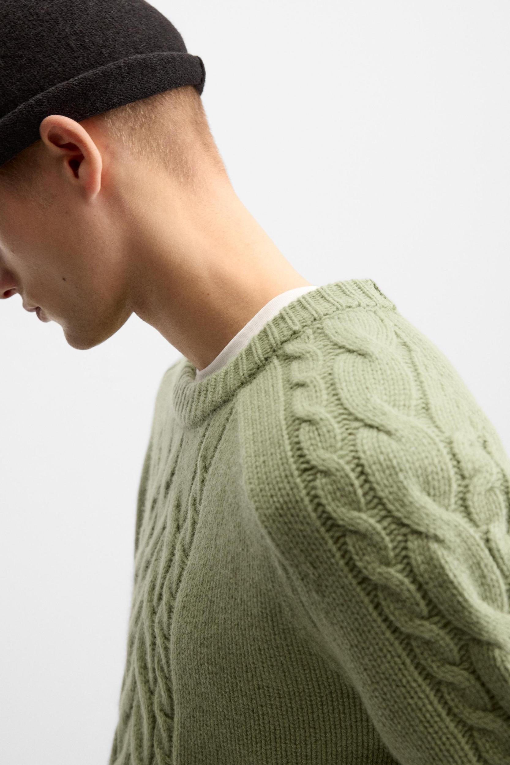 TEXTURED CABLE KNIT SWEATER Product Image