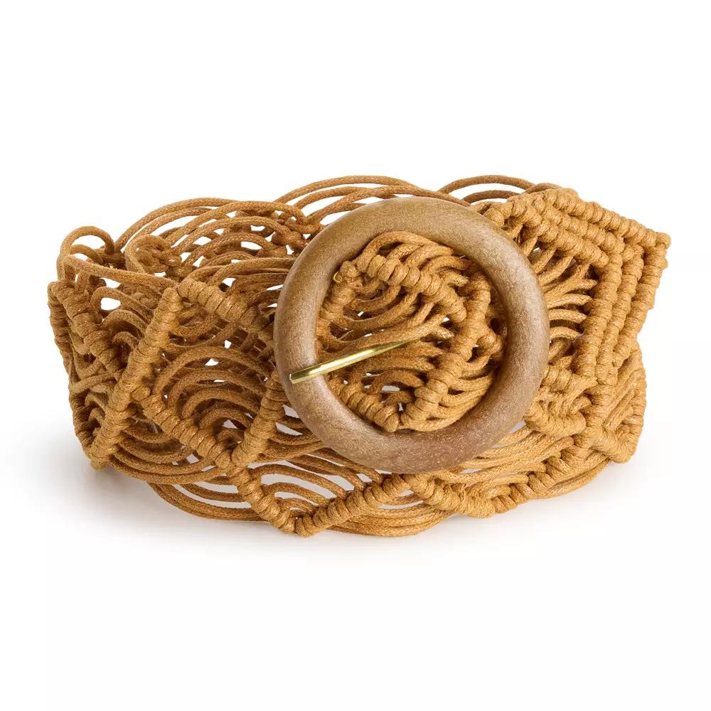 Women's Sonoma Goods For Life® 50MM Macrame Belt with Round Center Bar Buckle, Size: Small, Toast Product Image