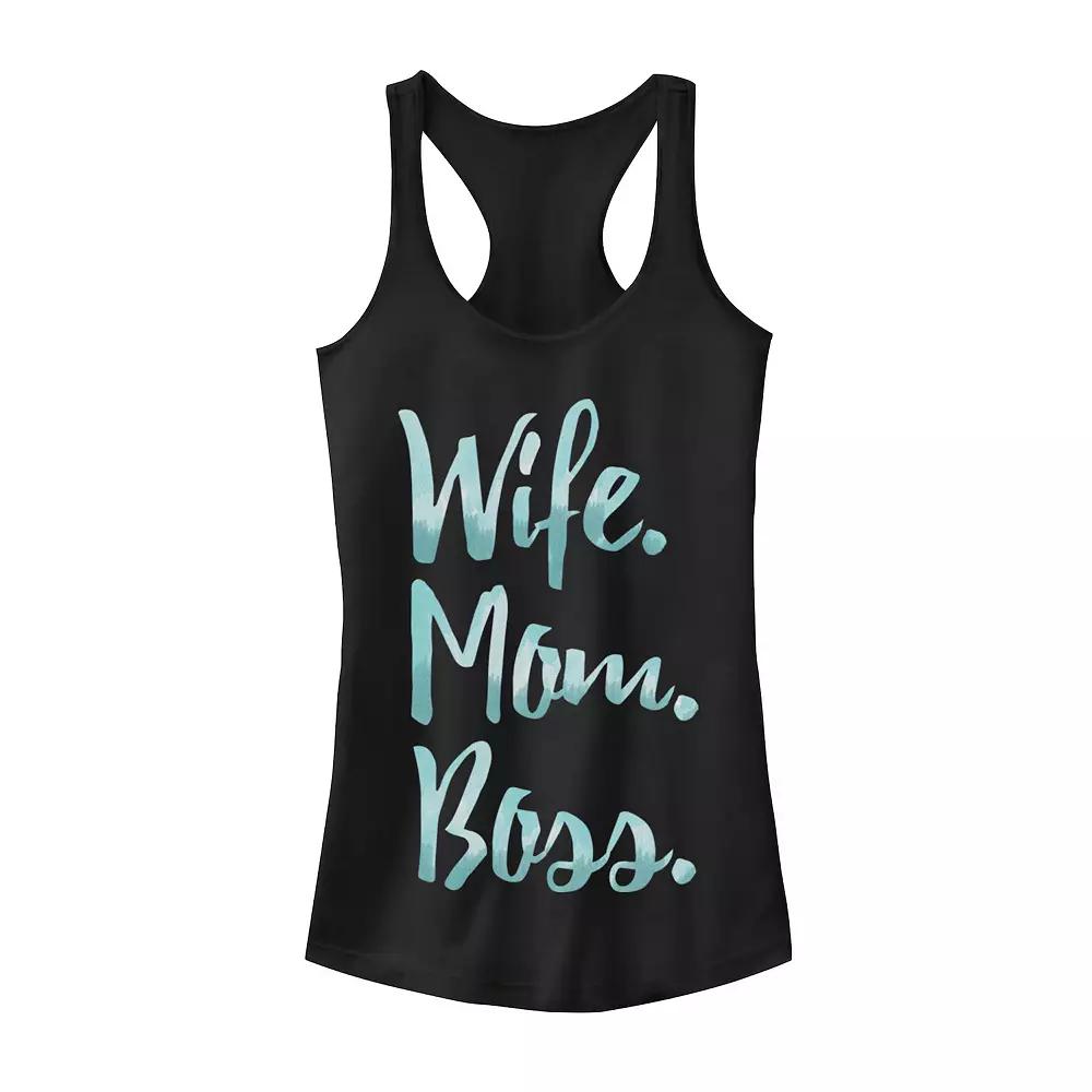 Juniors' Wife Mom Boss Graphic Tank Top, Girl's,  Product Image