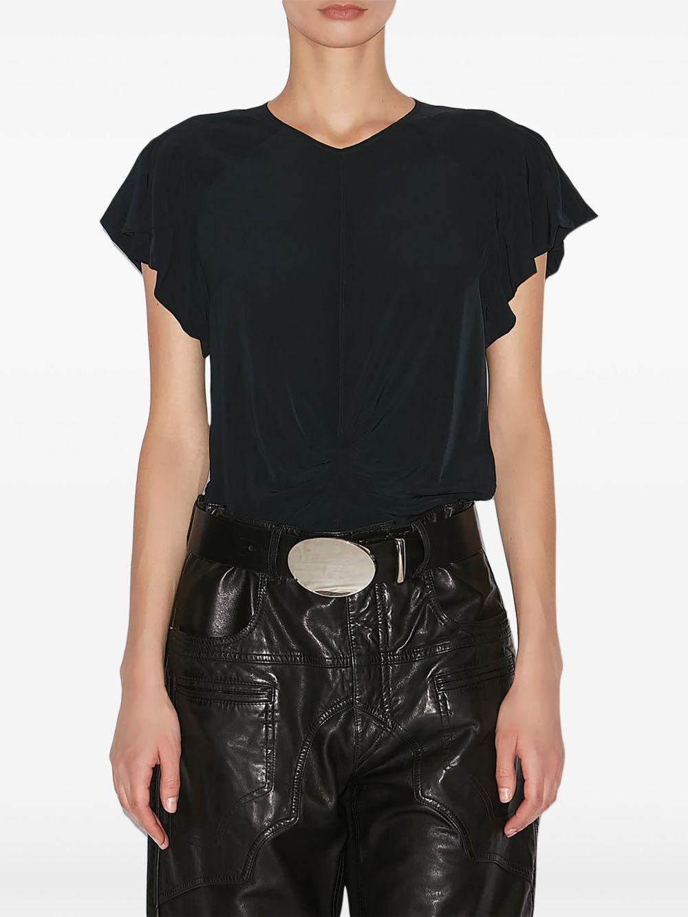 ISABEL MARANT Tullya Viscose Ruched Detail T-shirt In Black Product Image