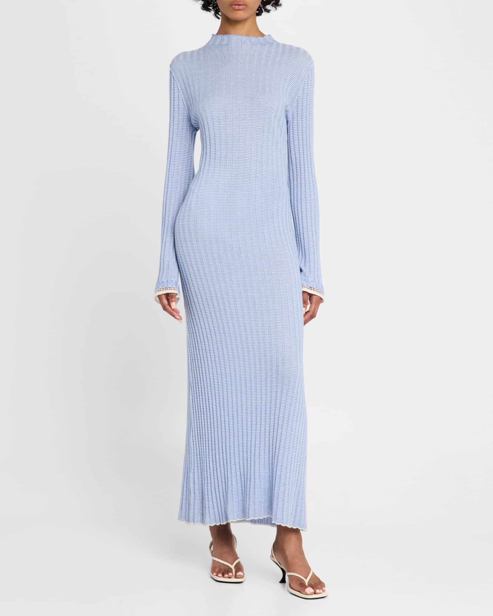 Fine Stripe Mock-Neck Mini Dress Product Image