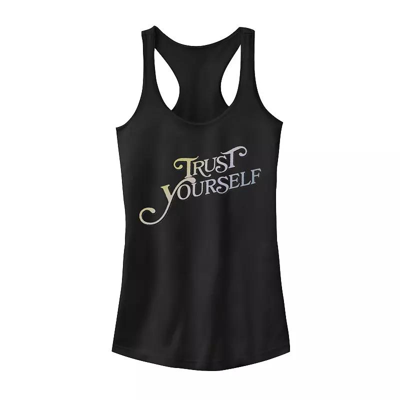 Juniors' Trust Yourself Graphic Tank Top, Girl's, Size: Large, Black Product Image