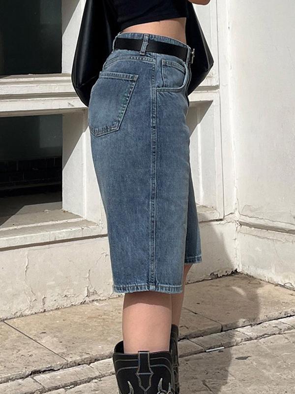 Vintage Wash Denim Shorts Product Image