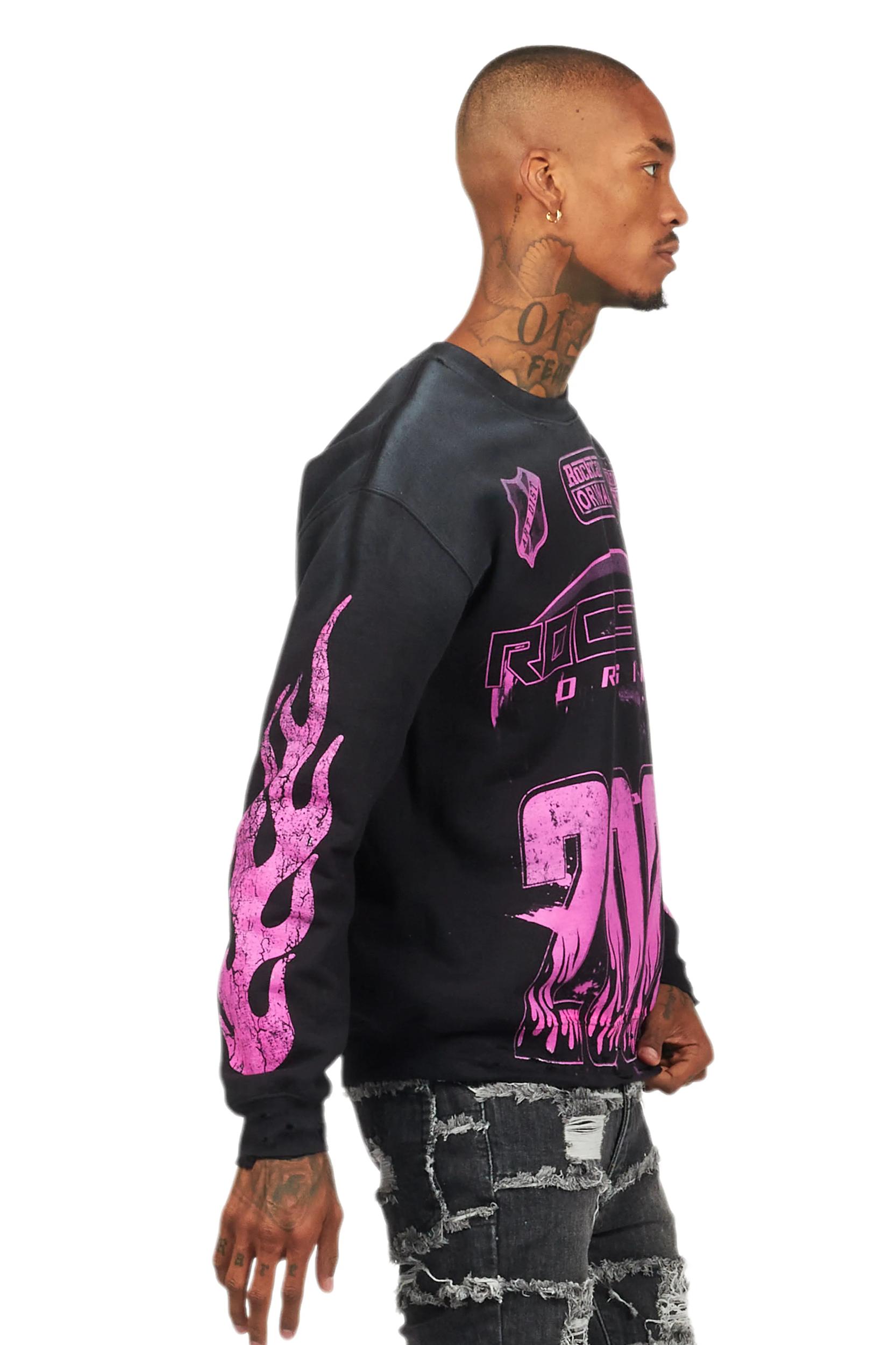 Amos Black/Pink Graphic Crewneck Male Product Image