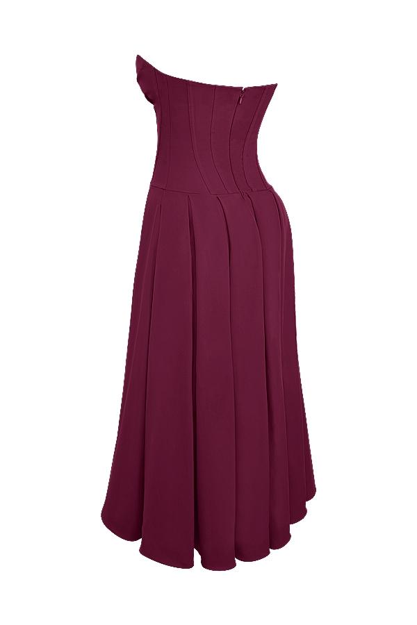 Lady  wine strapless midi dress Product Image