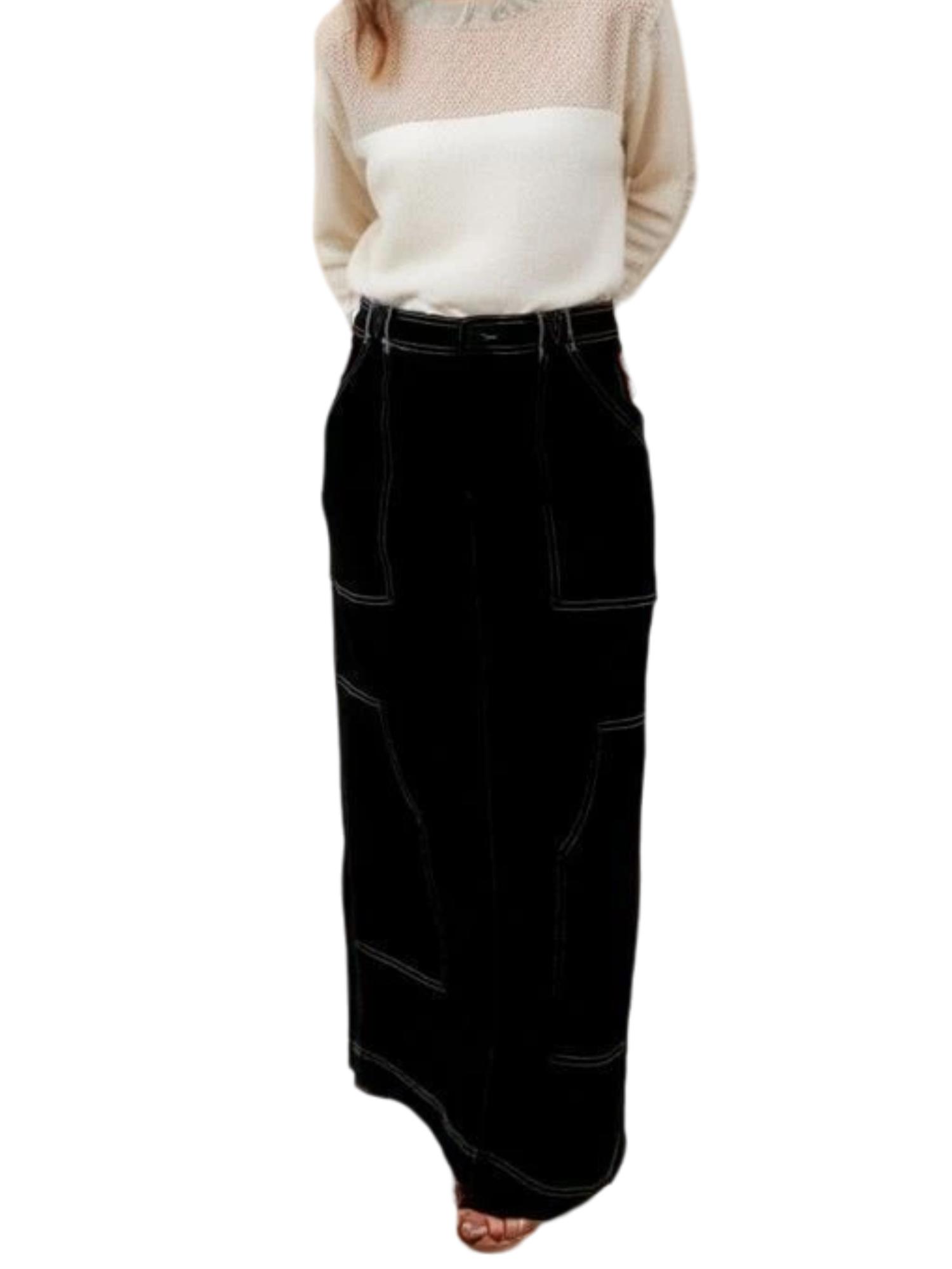 Pashmina Seamed Denim Skirt Product Image