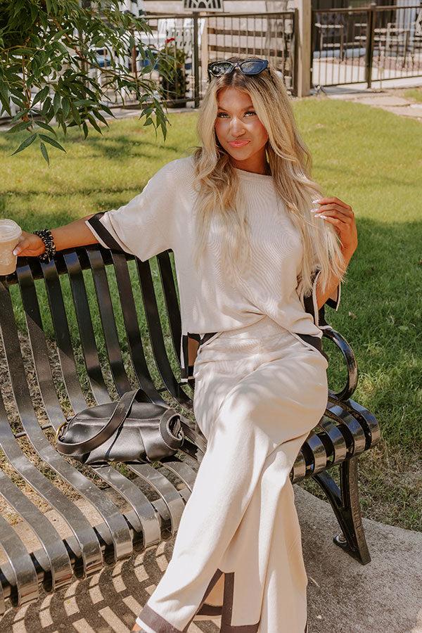 Uptown Cafe Knit Shift Top in Light Beige Product Image